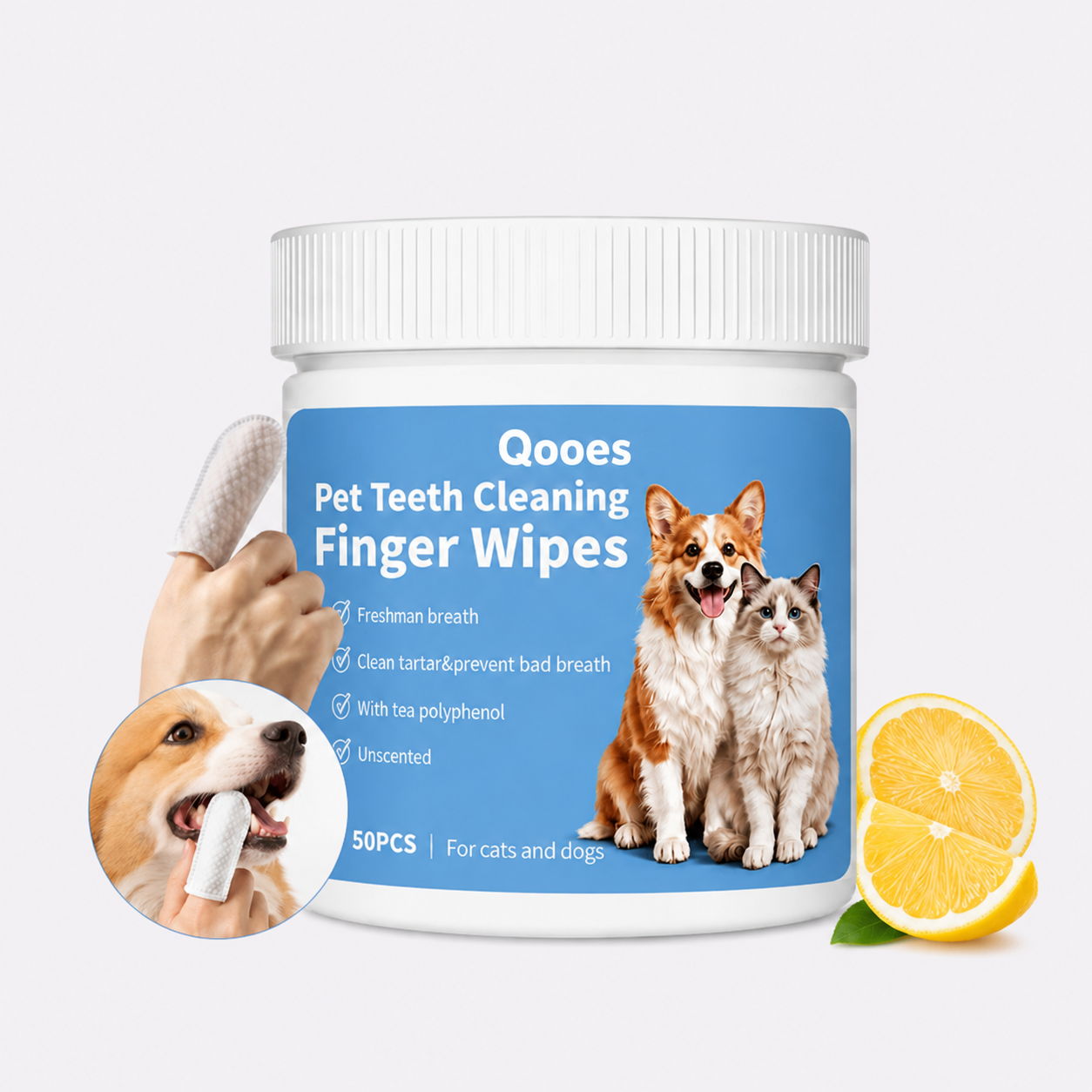 Qooes®Cat Teeth Cleaning Finger Wipes