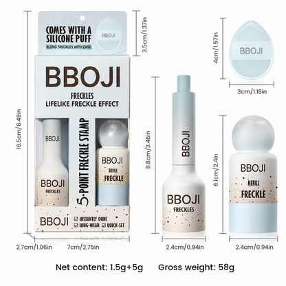 BBOJI 5-Point Instant Freckle Stamp & Refill Kit – 6 Natural-Looking Shades