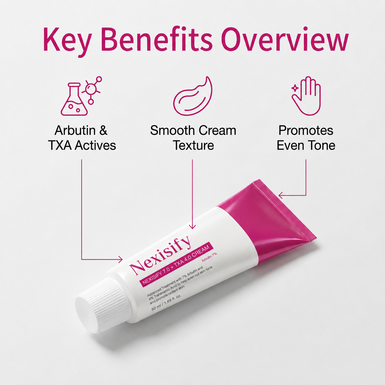 ✨ Nexisify 7% Arbutin + 4% Tranexamic Acid Dark Spot Cream