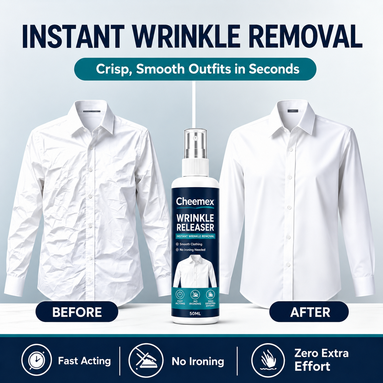 ✨ Cheemex Wrinkle Release Spray – No-Iron Fabric Smoothing Mist