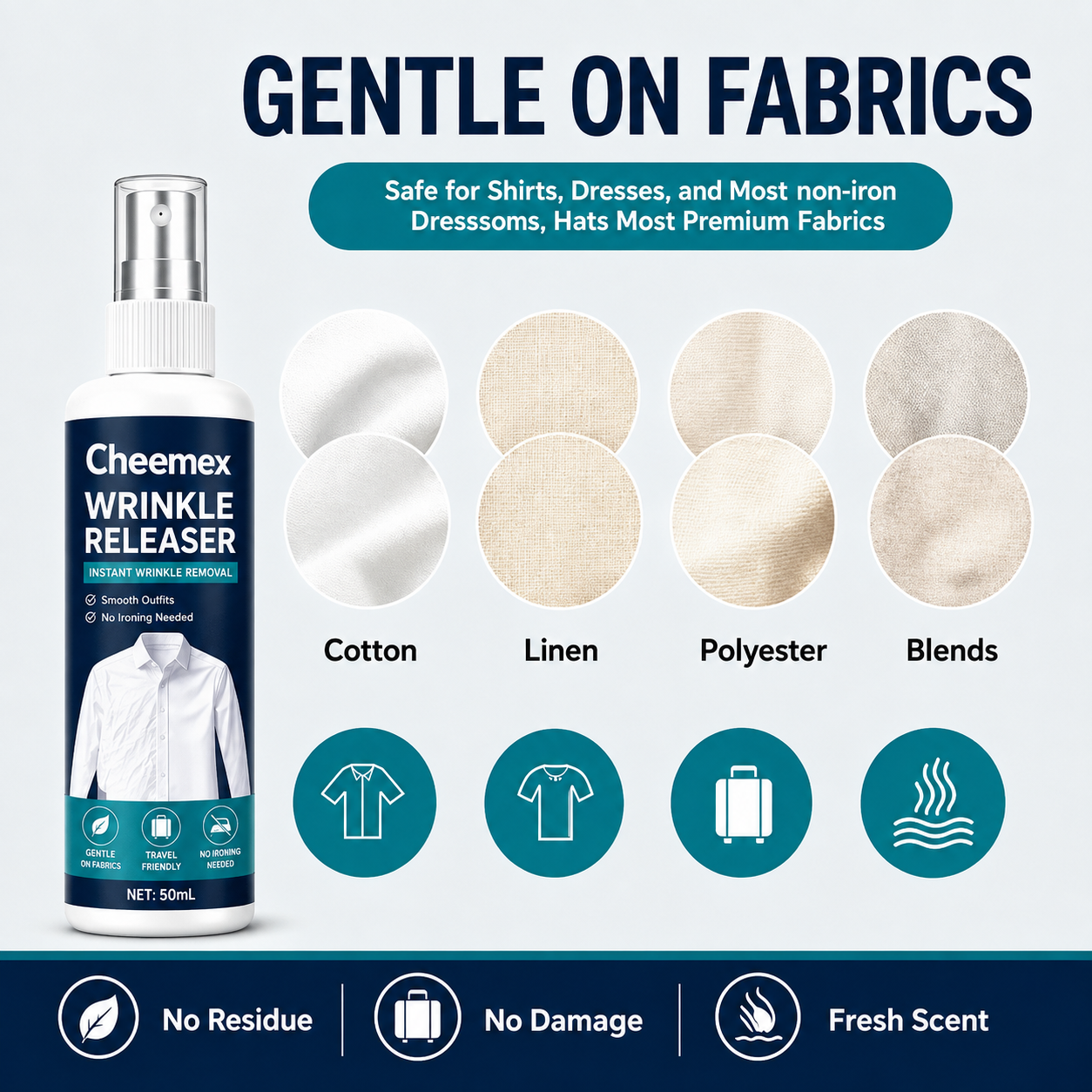 ✨ Cheemex Wrinkle Release Spray – No-Iron Fabric Smoothing Mist