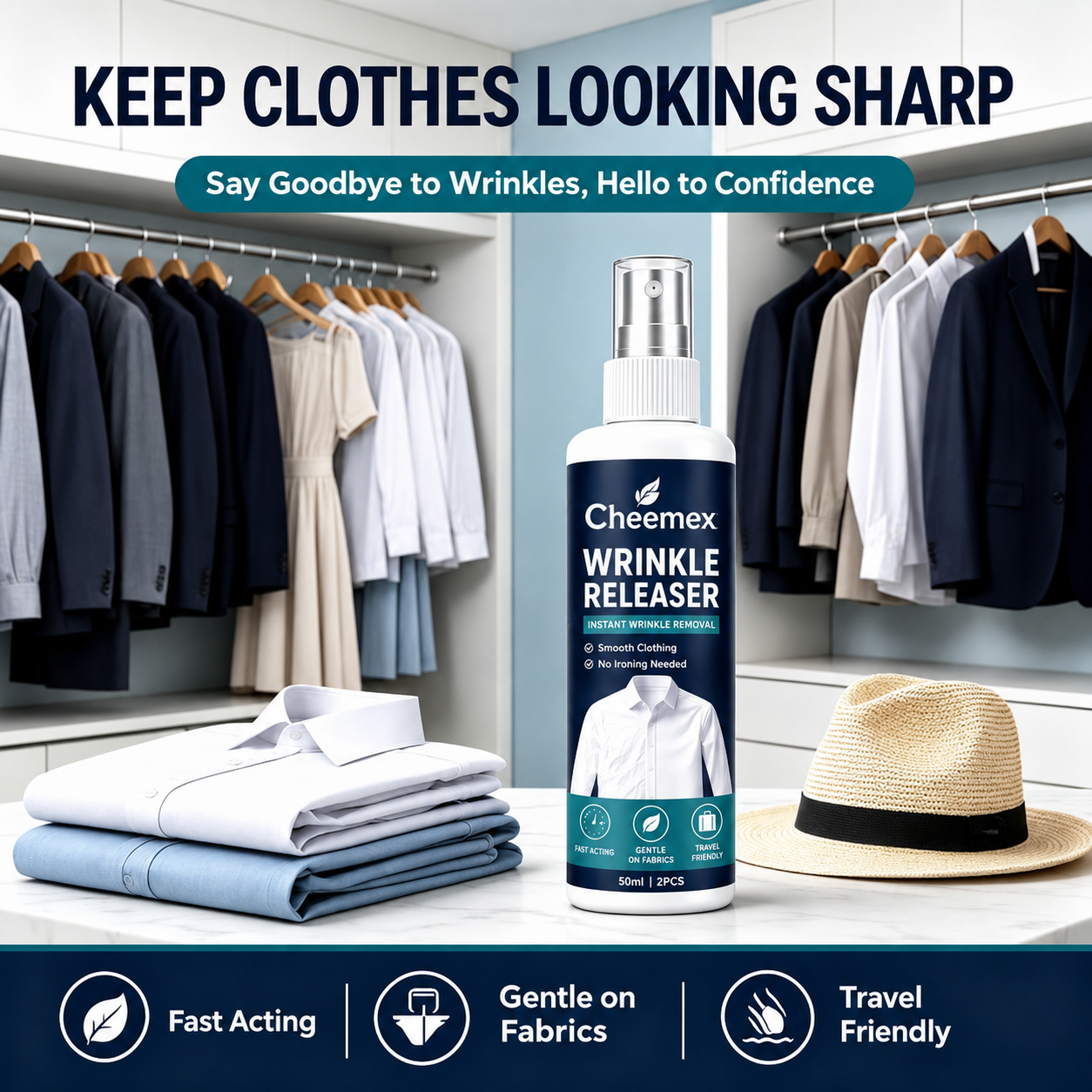 ✨ Cheemex Wrinkle Release Spray – No-Iron Fabric Smoothing Mist