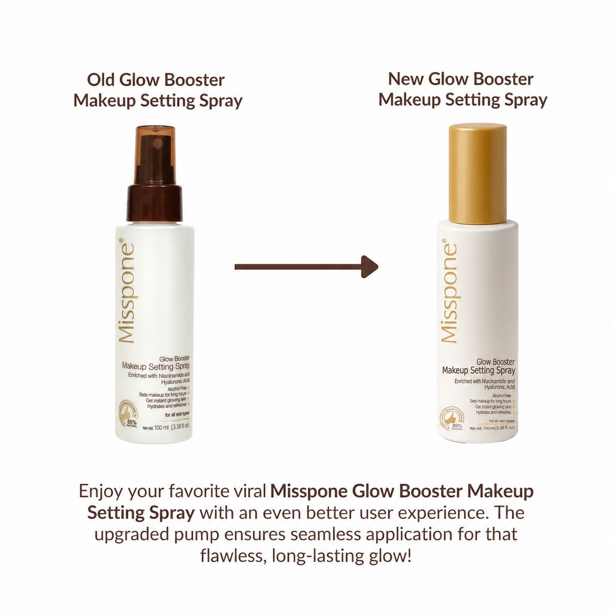 Perenne Glow Booster Makeup Setting Spray | Alcohol-Free | Enriched with Niacinamide & Hyaluronic Acid | Best Long-Lasting Makeup Fixer & Dewy Finish (100ml)