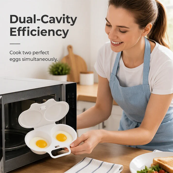 Microwave egg poacher with two eggs