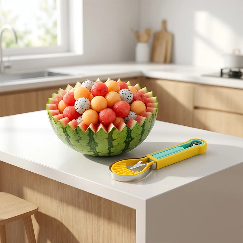 QIAWI 3-in-1 Fruit Baller & Carving Tool