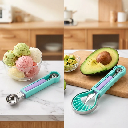 QIAWI 3-in-1 Fruit Baller & Carving Tool
