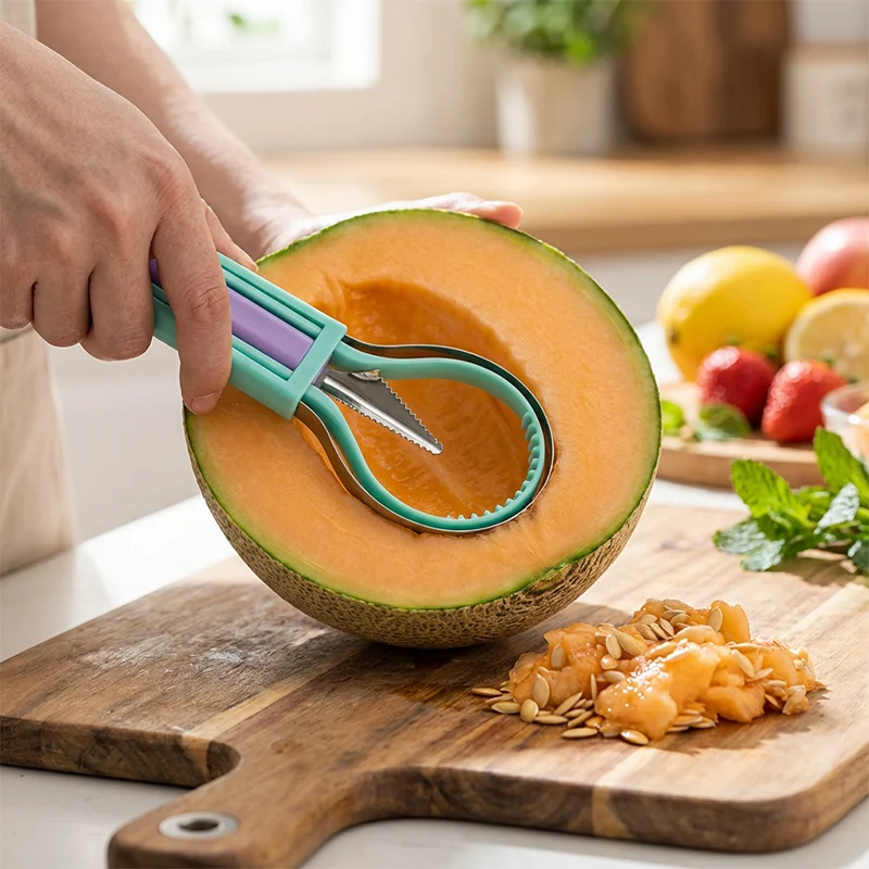 QIAWI 3-in-1 Fruit Baller & Carving Tool