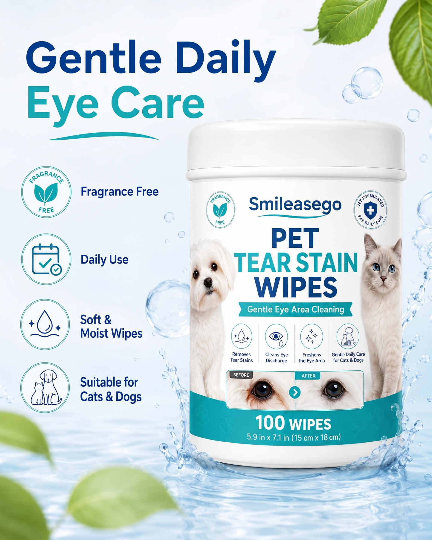 Smileasego™ Gentle Tear Stain Wipes