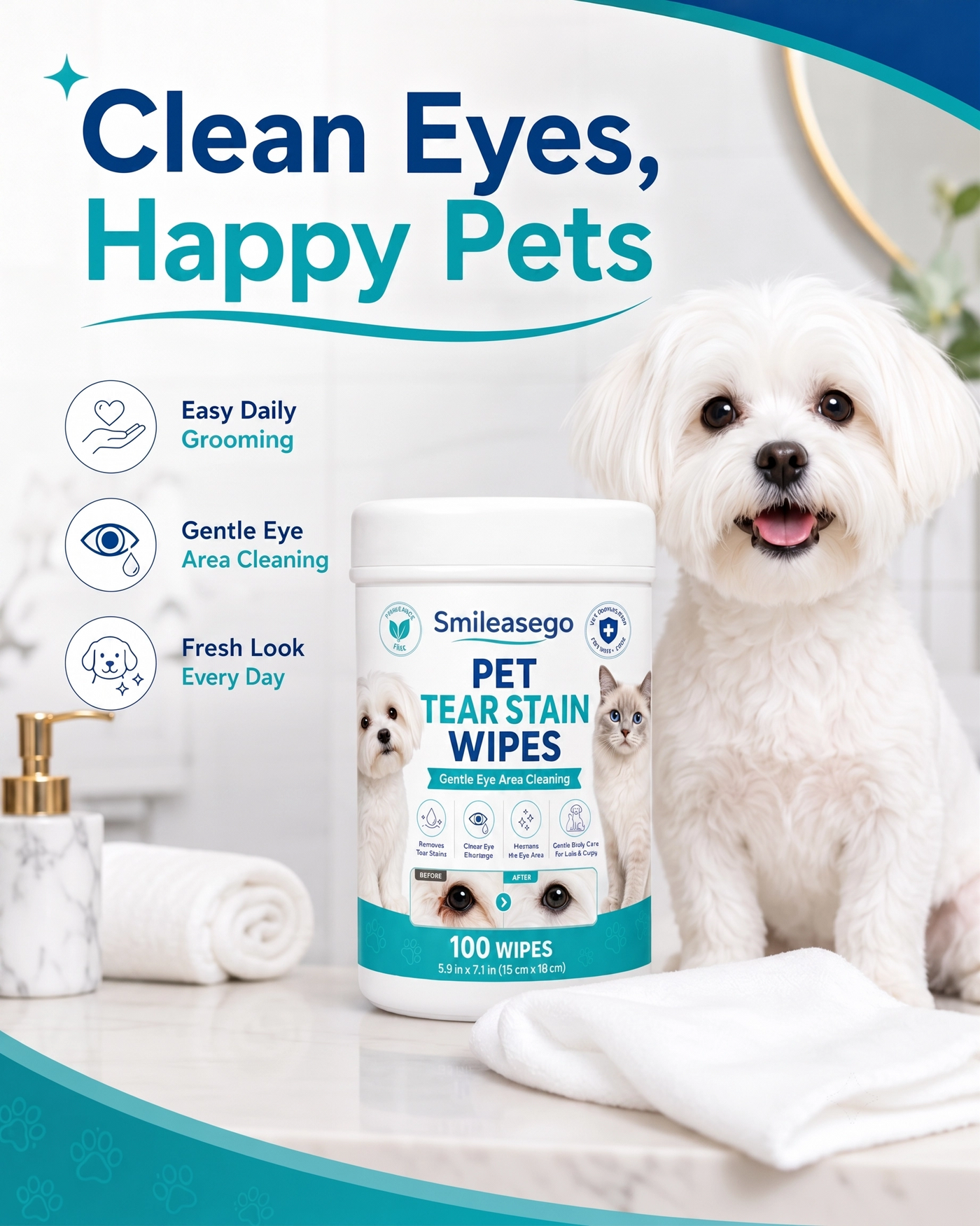 Clean eyes happy pets Smileasego wipes