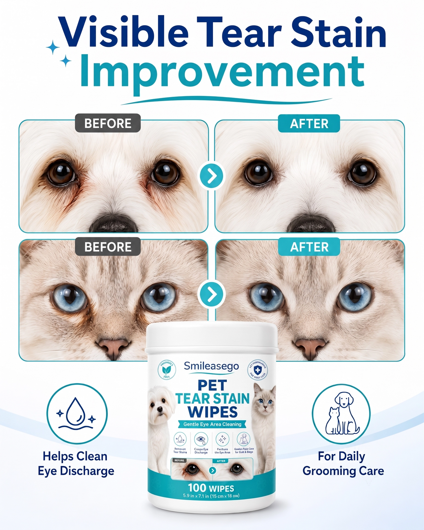 Smileasego™ Gentle Tear Stain Wipes