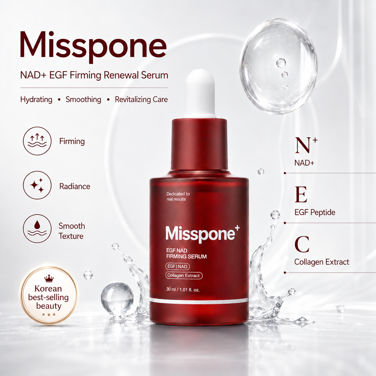 ✨ Misspone NAD+ EGF Serum – Firming, Smoothing & Revitalizing Care 💧