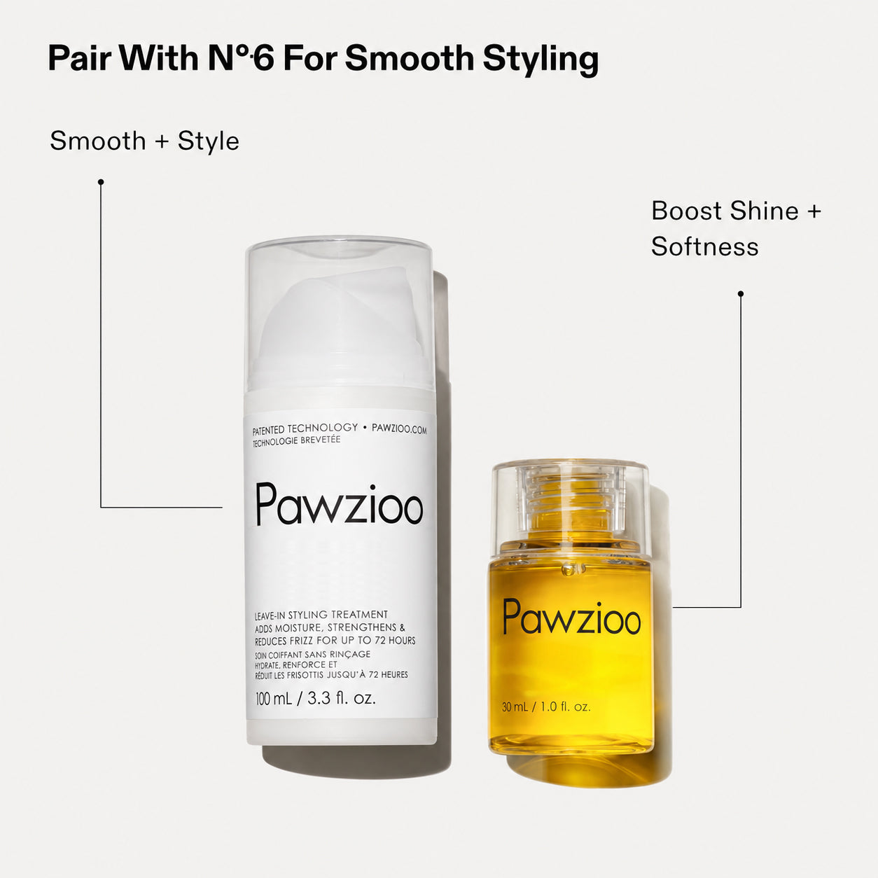 Pawzioo hair oil paired with styling treatment
