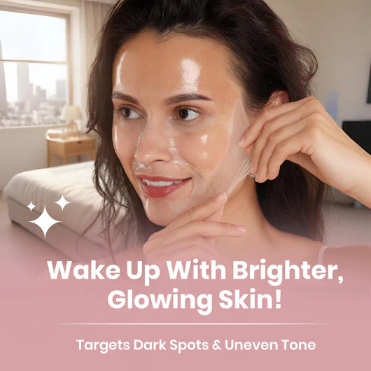 Woman peeling off Collagen Night Wrapping Mask